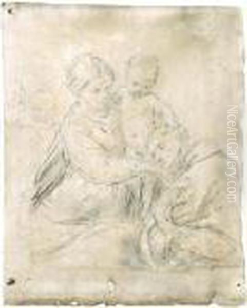 Madonna Con Bambino E San Francesco Oil Painting by Simone Cantarini (Pesarese)