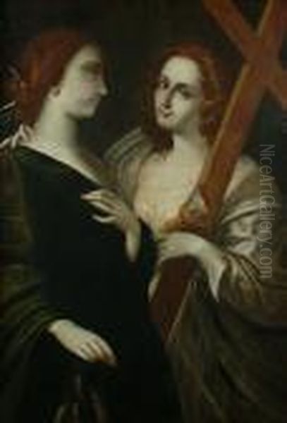 The Virgin And Mary Magdelene Oil Painting by Simone Cantarini (Pesarese)