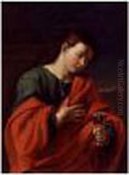 Saint John The Evangelist Oil Painting by Simone Cantarini (Pesarese)