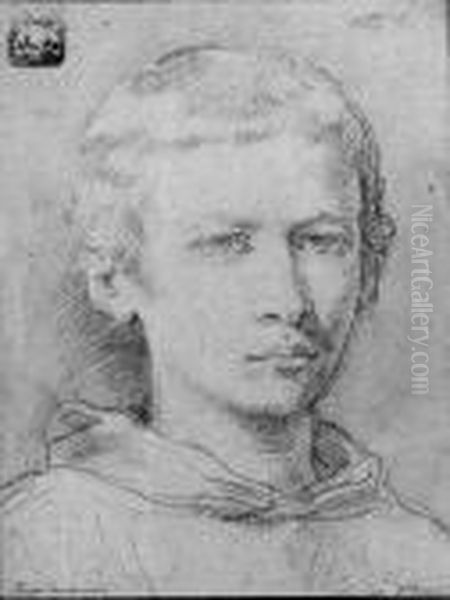 Head Of A Novice Oil Painting by Simone Cantarini (Pesarese)