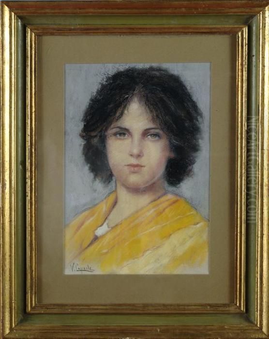 Ritratto Di Ragazza Oil Painting by Vincenzo Caprile