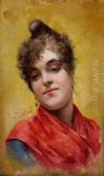 Volto Di Fanciulla Oil Painting by Vincenzo Caprile