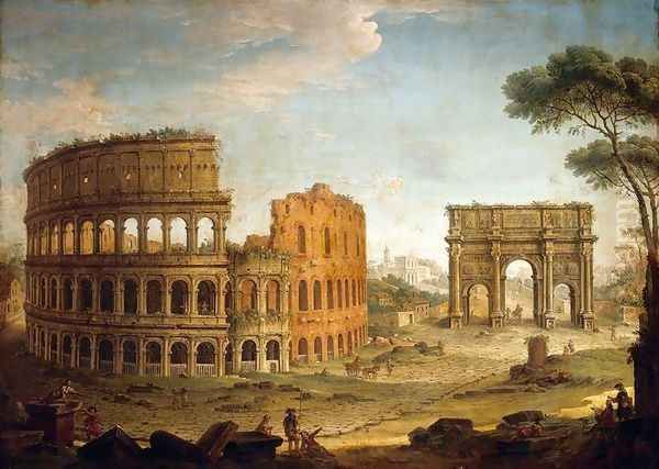 Rome View of the Colosseum and The Arch of Constantine Oil Painting by Antonio Joli
