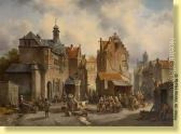 Scene De Marche Oil Painting by Jacques Carabain