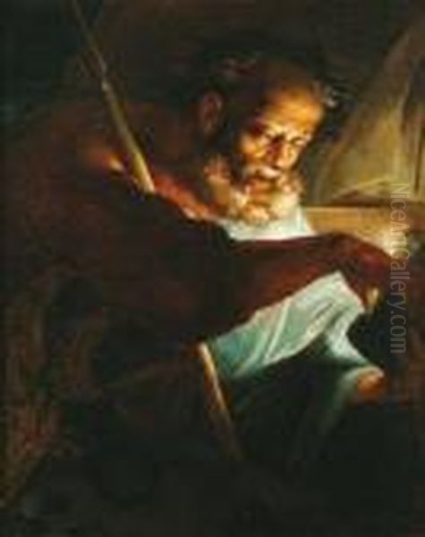 An Old Man With A Candle Oil Painting by Caravaggio