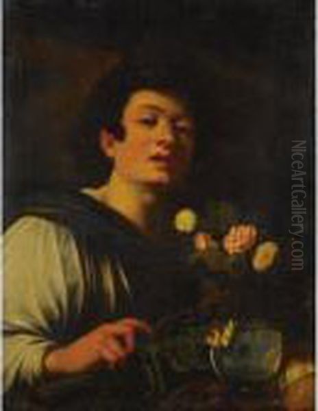 Boy With A Vase Of Flowers Oil Painting by Caravaggio