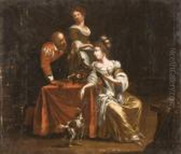 Scena Conviviale In Un Interno Oil Painting by Caravaggio