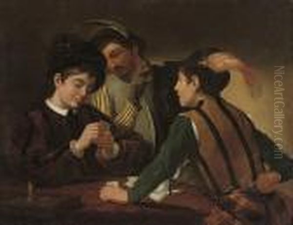 The Cardsharps Oil Painting by Caravaggio