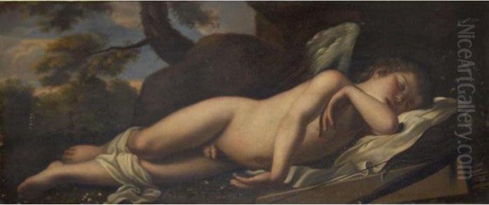 Cupid Sleeping Oil Painting by Caravaggio