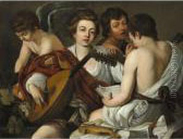 The Musical Party Oil Painting by Caravaggio