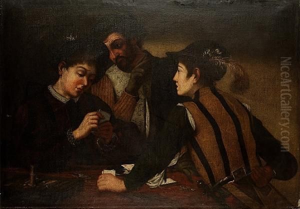 The Card Sharps Oil Painting by Caravaggio