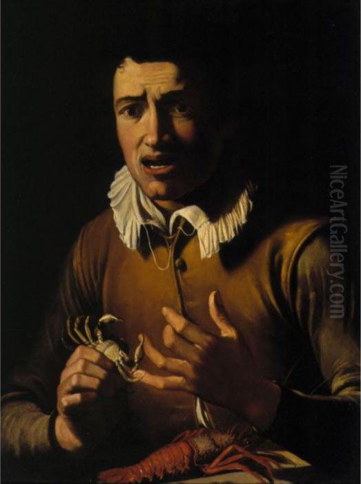A Boy Bitten By A Crab (an Allegory Of The Sense Of Touch) Oil Painting by Caravaggio