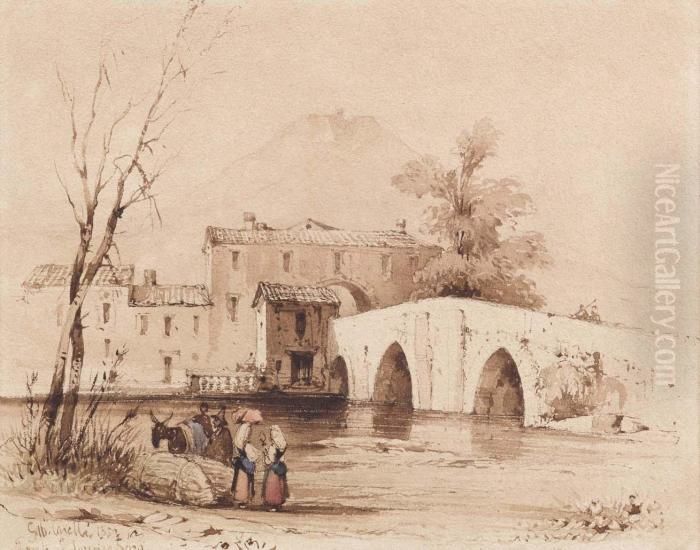 Ponte San Lorenzo, Sora Oil Painting by Gabriele Carelli