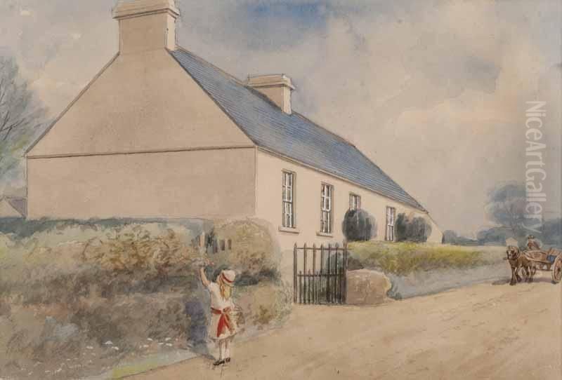 Cottage 
 Newry Road 
 Banbridge Oil Painting by Joseph Carey Carey