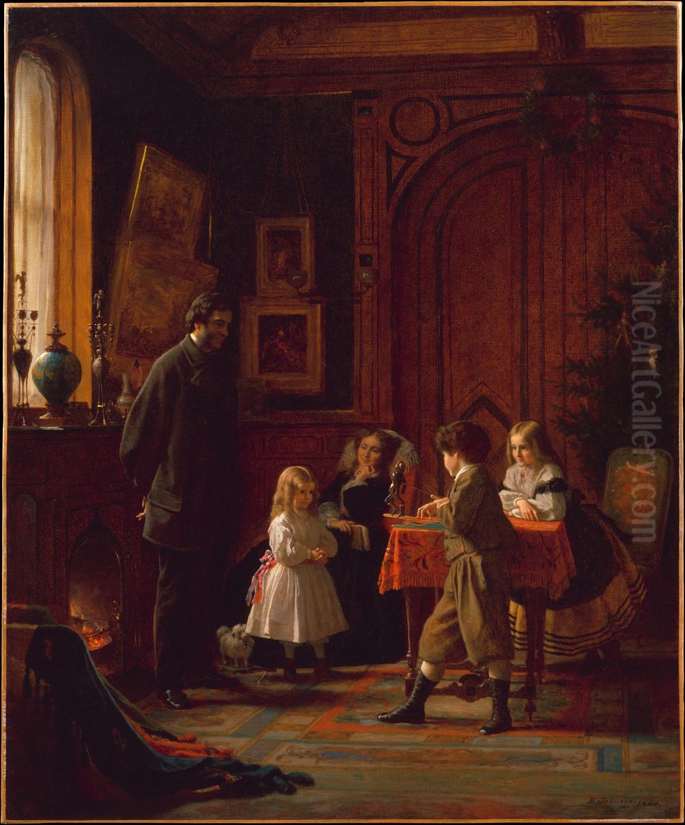 Christmas-Time, The Blodgett Family Oil Painting by Eastman Johnson