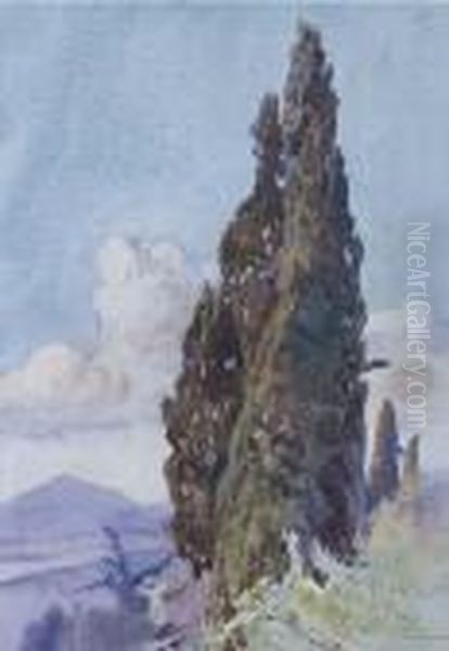 Cipressi Nel Paesaggio Oil Painting by Onorato Carlandi