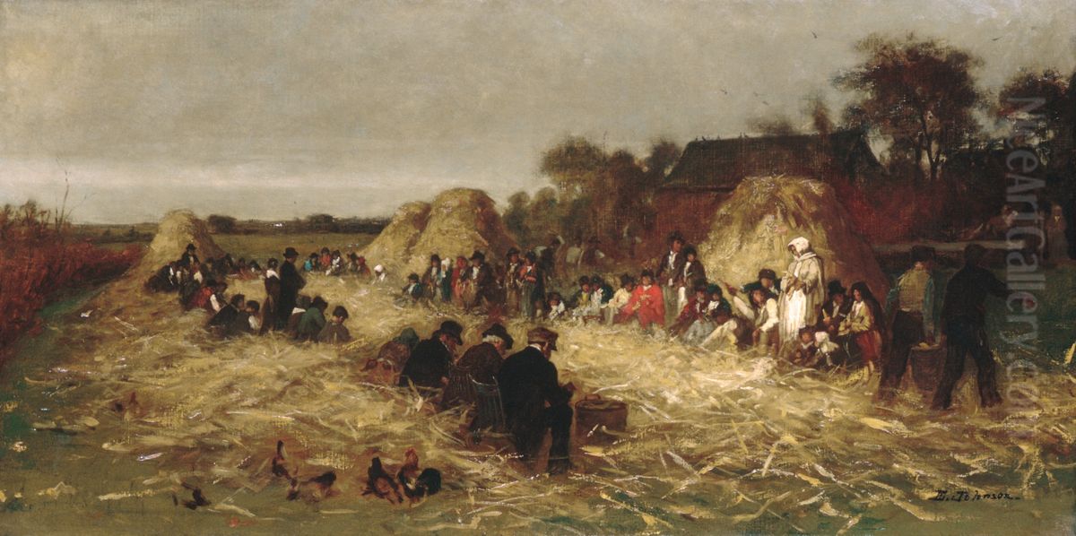Corn Husking at Nantucket Oil Painting by Eastman Johnson