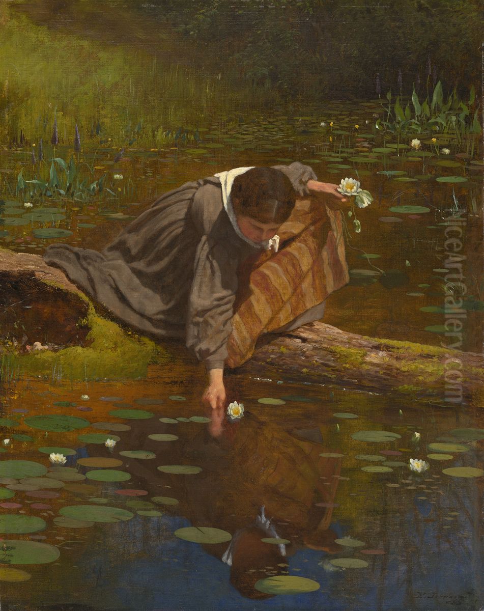 Gathering Lilies Oil Painting by Eastman Johnson