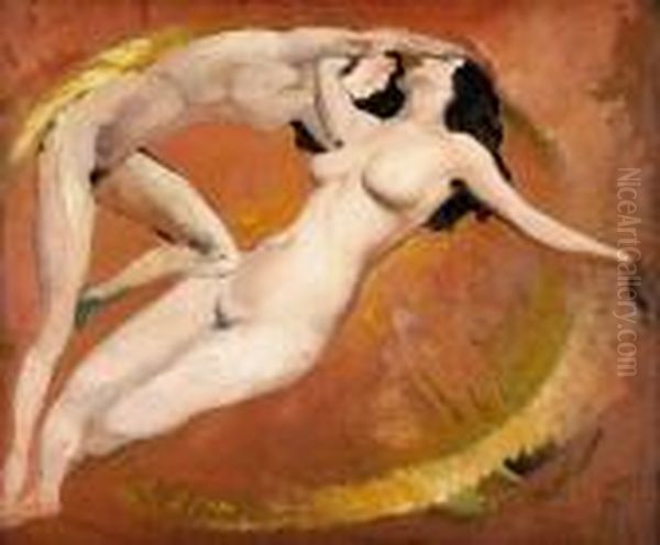 Two Female Nudes Oil Painting by Arthur Beecher Carles