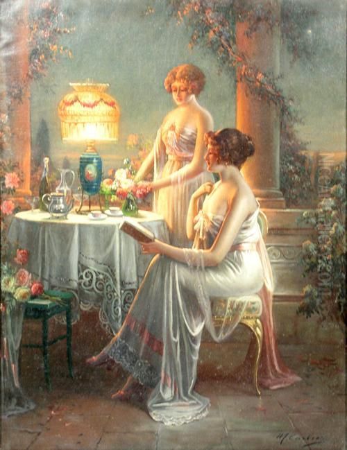 On The Terrace Oil Painting by Max Carlier