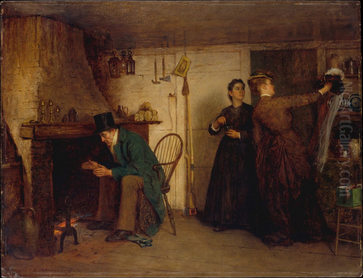 The New Bonnet Oil Painting by Eastman Johnson