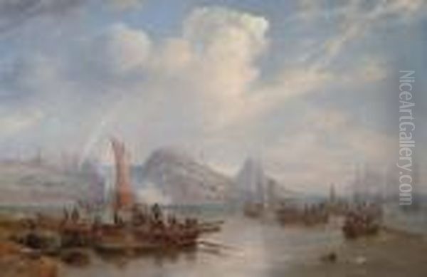 Mr John Selby, As Lord Of The 
Manor, Perambulating Or 'beating' The Boundaries Of Holy Island, 
Northumberland, 22nd October 1839 Oil Painting by John Wilson Carmichael