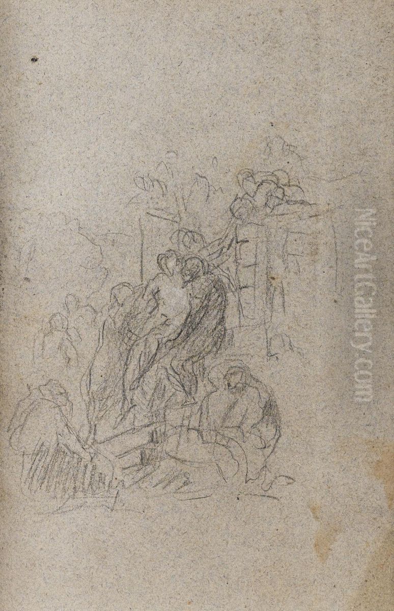 Mise Au Tombeau Oil Painting by Jean-Baptiste Carpeaux