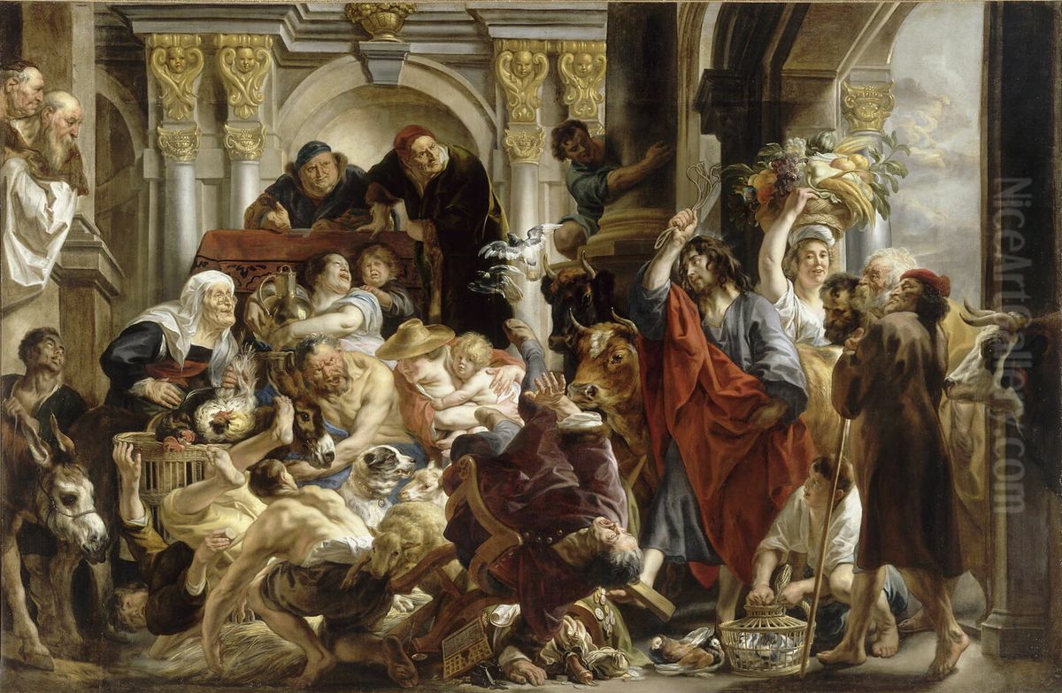 Christ Driving the Merchants from the Temple Oil Painting by Jacob Jordaens