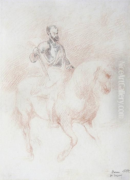Charlesquint A Cheval Oil Painting by Jean-Baptiste Carpeaux