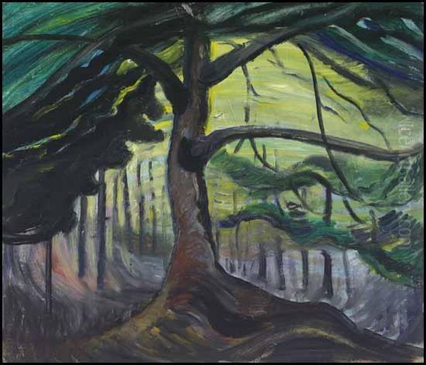 West Coast Forest Tree Oil Painting by Emily M. Carr