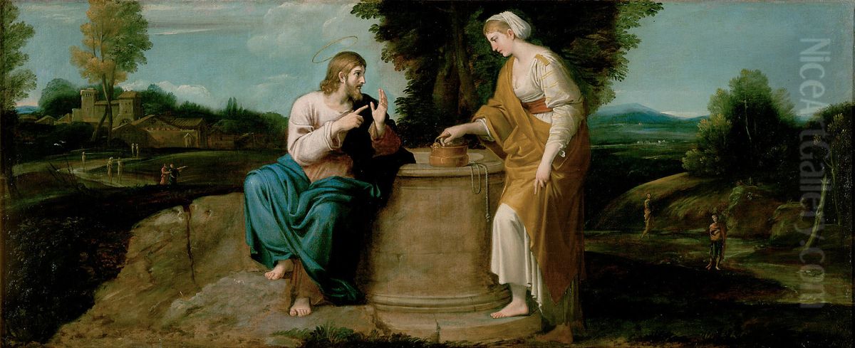 Christus Und Die Samariterin Am Brunnen Oil Painting by Annibale Carracci