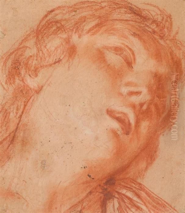 Head Study Of Enraptured Jung Woman. Oil Painting by Annibale Carracci