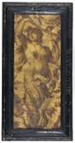 Eine Gruppe Von Zwolf 
Dekorativen Tafeln Mit Allegorischen Figuren Darunter Gluck, 
Gerechtigkeit, Klugheit Und Frieden. Oil Painting by Annibale Carracci