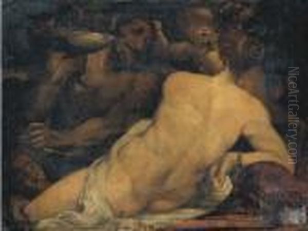 Venere E Satiro Con Due Amorini Oil Painting by Annibale Carracci