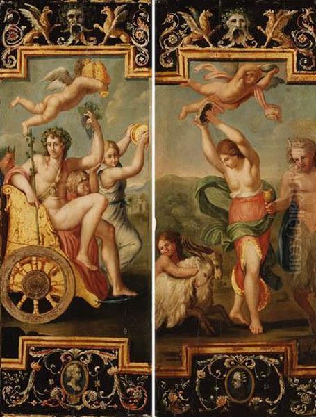 Scenes From The Decoration Of 
The The Farnese Palace: The Triumphof Bacchus And Ariadne; And Thetis 
Carried To The Bridal Chamber Ofpeleus Oil Painting by Annibale Carracci