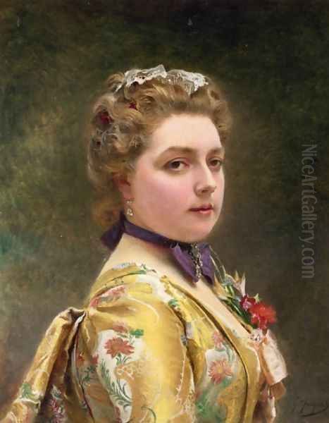 Portrait of a Lady Oil Painting by Jacquet Gustave
