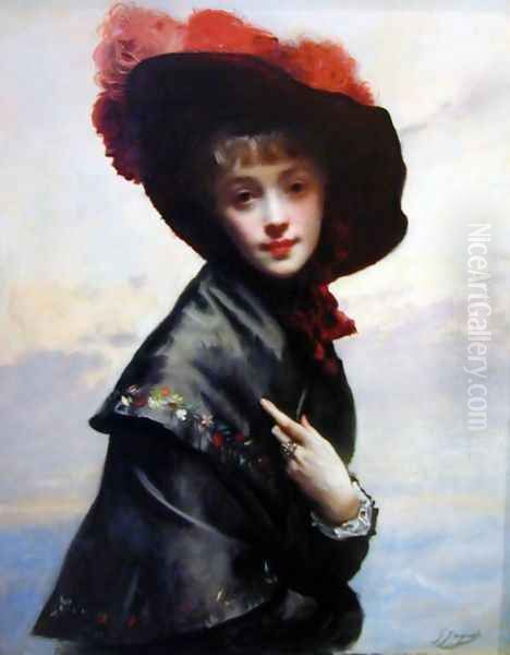 La Coquette (The Coquette) Oil Painting by Jacquet Gustave