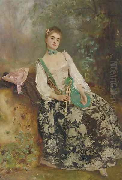 The Elegant Piper Oil Painting by Jacquet Gustave
