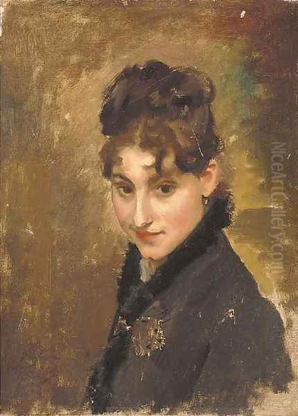 Portrait of a young lady Oil Painting by Jacquet Gustave