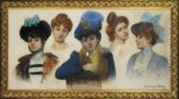 Study Of Elegant Ladies Oil Painting by Pierre Carrier-Belleuse