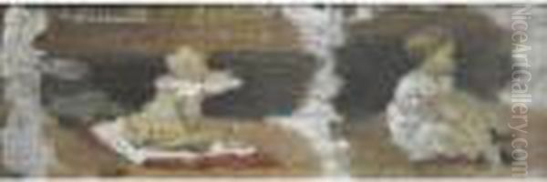 Deux Bebes Oil Painting by Eugene Carriere