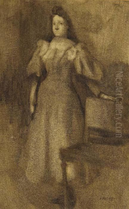 Etiennette Chausson Oil Painting by Eugene Carriere