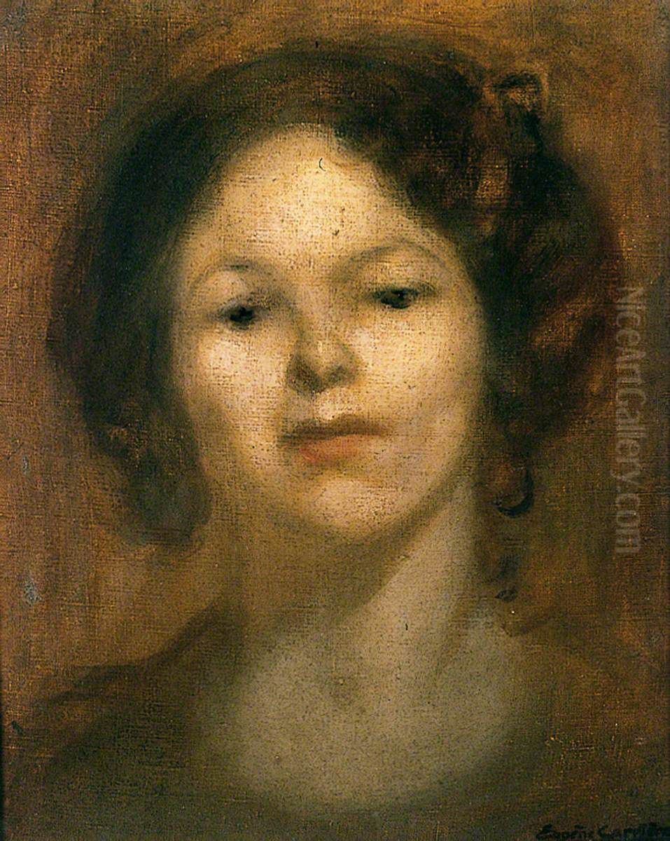 Head Of A Woman Oil Painting by Eugene Carriere