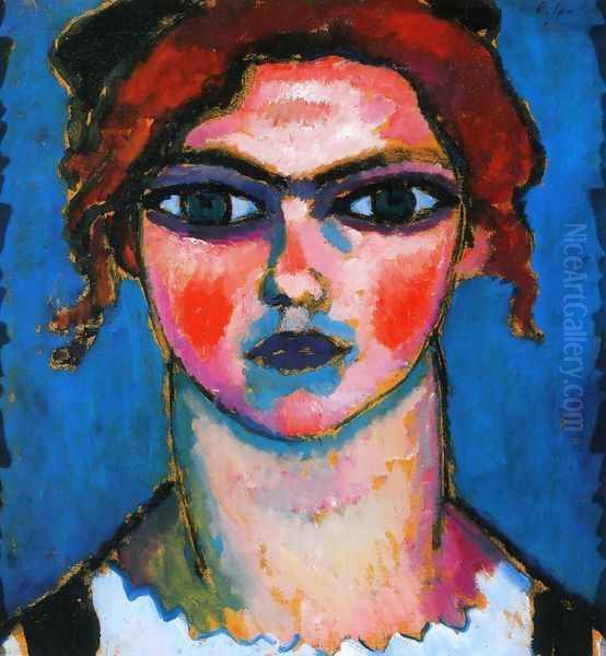 Young Girl with Green Eyes Oil Painting by Alexei Jawlensky