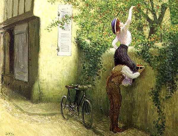 Collecting Plums Oil Painting by Wely Jacques