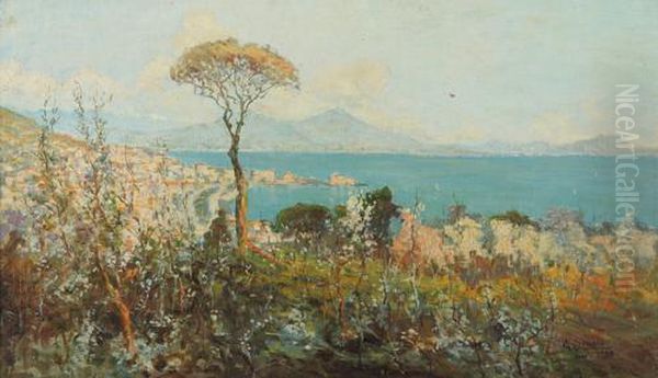 Riva Chiaia Oil Painting by Giuseppe Casciaro