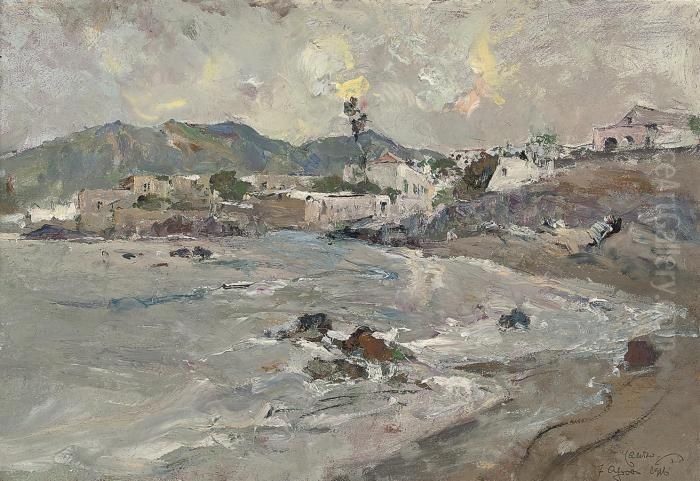 A Village On The Amalfi Coast Oil Painting by Giuseppe Casciaro