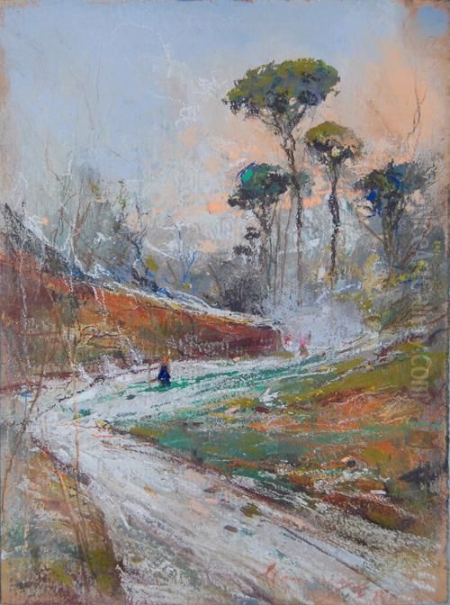 Paesaggio Con Strada Di Campagna Oil Painting by Giuseppe Casciaro