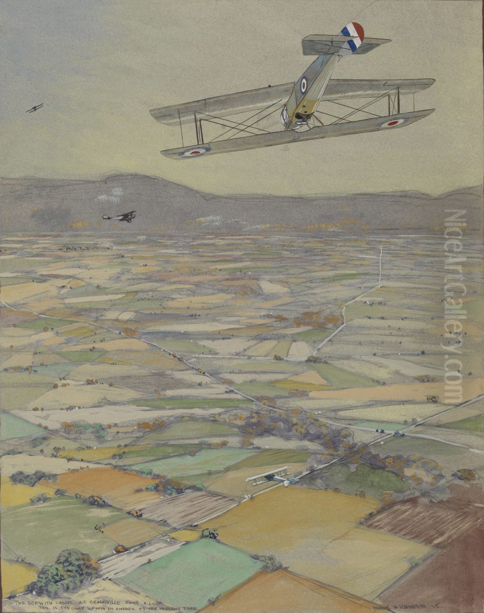 Sopwith Camel Looping Oil Painting by Frank Johnston