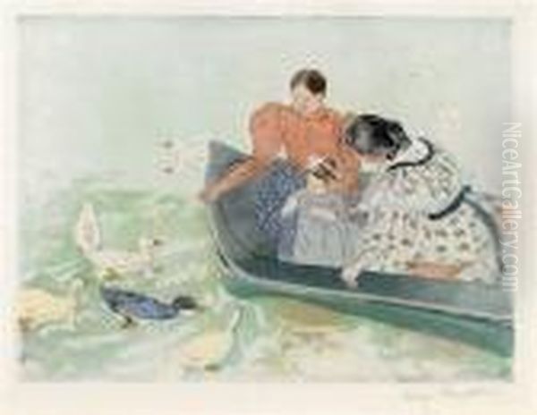 Feeding The Ducks Oil Painting by Mary Cassatt